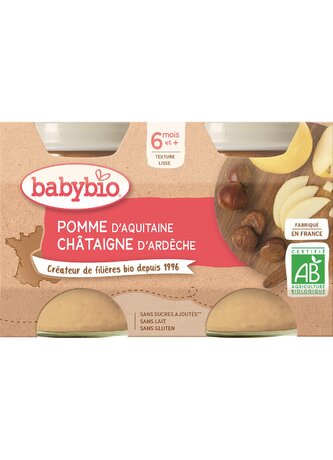 BABYBIO jablko s kaštanovým pyré 2x130 g