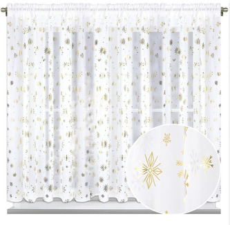 Vánoční dekorační krátká záclona s řasící páskou WINTER TIME II. bílá/zlatá 400x150 cm MyBestHome
