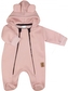 Oteplený dětský overálek se šlapkama a kapucí, Kazum, pudrový, vel. 74; 74 (6-9m)