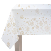 Vánoční ubrus na stůl WHITE XMAS vzor A bílý zlatý potisk 140x220 cm Mybesthome