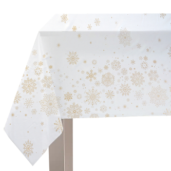 Vánoční ubrus na stůl WHITE XMAS vzor A bílý zlatý potisk 140x220 cm Mybesthome