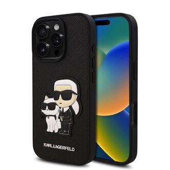 Karl Lagerfeld PU Saffiano Karl and Choupette Zadní Kryt pro iPhone 16 Pro Black Karl Lagerfeld PU Saffiano Karl and Choupette Zadní Kryt pro iPhone 16 Pro Black