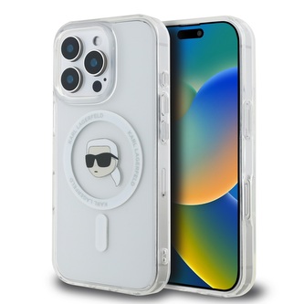 Karl Lagerfeld IML Karl Head Metal Frame MagSafe Zadní Kryt pro iPhone 16 Pro Transparent Karl Lagerfeld IML Karl Head Metal Frame MagSafe Zadní Kryt pro iPhone 16 Pro Transparent