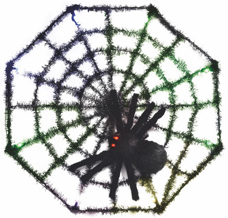 Halloween pavučina s pavoukem se svítícíma očima