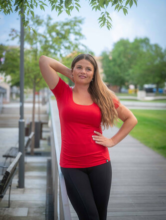 Bobánek Dámské tričko UniFit krátký rukáv - Červené - XL