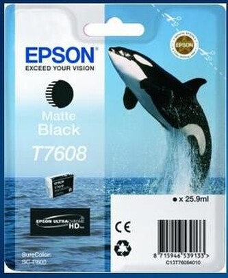 EPSON ink čer ULTRACHROME HD "Kosatka" - Matte Black - T7608 (25,9 ml)