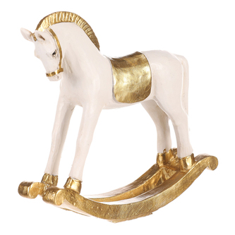 Houpací koník - soška z polyresinu, střední vel., barva bílo - zlatá.