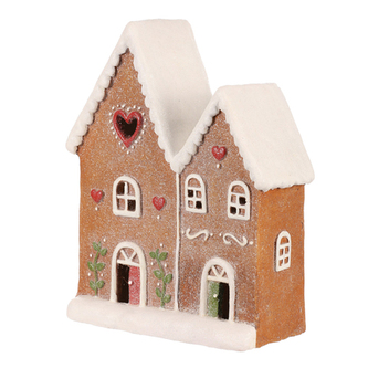 Domek perníkový dvojitý - keramika, LED osvětlení, barevně zdobený