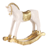 Houpací koník - soška z polyresinu, malá, barva bílo - zlatá.