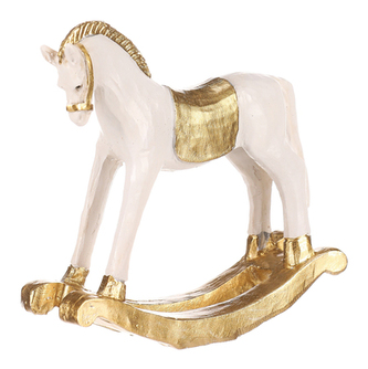 Houpací koník - soška z polyresinu, malá, barva bílo - zlatá.