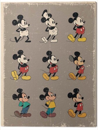 Obraz na plátně Mickey Mouse Evolution - Retro, 2 cm - 30×40 cm