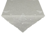 Ubrus Vánoční, Bílo stříbrný stromeček, šedý 40 x 140 cm