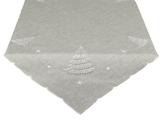 Ubrus Vánoční, Bílo stříbrný stromeček, šedý 40 x 140 cm