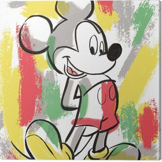 Obraz na plátně Mickey Mouse - Paint Stripes, 2 cm - 40×40 cm