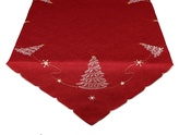 Ubrus Vánoční, Bílo zlatý stromeček, červený 40 x 140 cm
