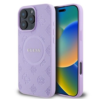 Guess Saffiano Peony Stamp MagSafe Zadní Kryt pro iPhone 16 Pro Purple Guess Saffiano Peony Stamp MagSafe Zadní Kryt pro iPhone 16 Pro Purple