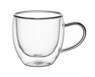 Hrnek sklo 100ml dvoustěnný ucho 2ks  KAMILLE