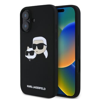 Karl Lagerfeld Liquid Silicone Double Heads MagSafe Zadní Kryt pro iPhone 16 Black Karl Lagerfeld Liquid Silicone Double Heads MagSafe Zadní Kryt pro iPhone 16 Black