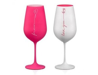 sklen. 550ml, 2ks, LOVE, růžový Crystalex, 40729/550/K0821, DB