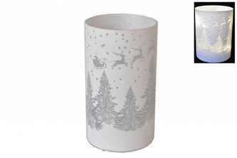 Skleněný LED svícen bílý 16x9 cm