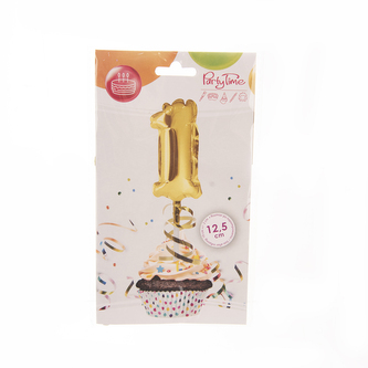 Balónek fólie číslo 1 dort zlatý 12,5 cm