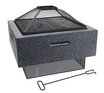 PROGARDEN Ohniště s grilovacím roštem a víkem mramor/ocel KO-CM7000160