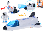 Space raketoplán 20cm volný chod na baterie se světlem a zvukem + astronaut 6cm v krabičce