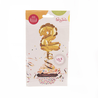 Balónek fólie číslo 2 dort zlatý 12,5 cm