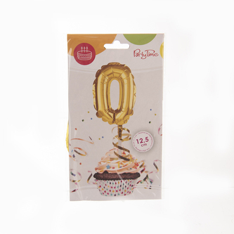 Balónek fólie číslo 0 dort zlatý 12,5 cm
