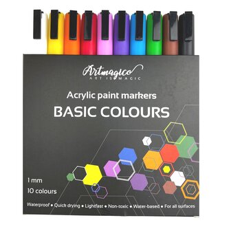 Artmagico akrylové popisovače s jemným hrotem - základní  - 10 ks | 80487