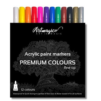 Artmagico akrylový popisovač s jemným hrotem (1 mm) 12 ks | 80067