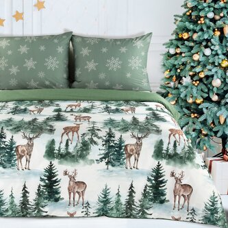Vánoční povlečení 100% bavlna FOREST 1x 140x200 cm, 1x povlak 70x80 cm MyBestHome