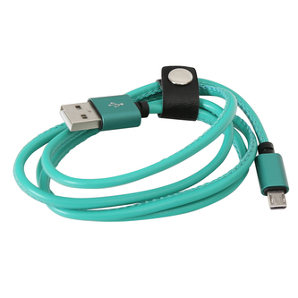 Omega PUCL1-GN Micro USB to USB leather cable 1 m, zelená