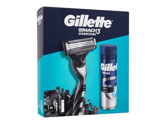 Gillette Mach3 holicí strojek Mach3 Charcoal 1 ks + gel na holení Series Shave Gel Cleansing With Charcoal 200 ml