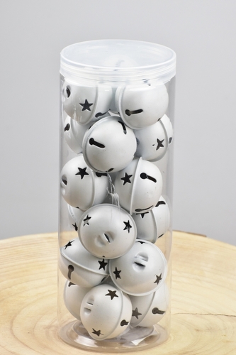 Sada 18 ks bílých kovových rolniček v plastové tubě