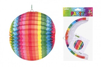 Lampion koule duhový průměr 25cm  (bez hůlky) karneval Lampion koule duhový průměr 25cm  (bez hůlky) karneval