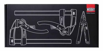 BESSEY - Svěrka černá KLI20 2ks a multifunkční kleště 1ks