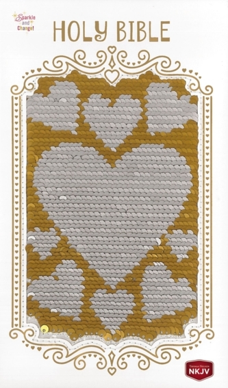 NKJV, Sequin Sparkle and Change Bible, Silver/Gold, Hardcover