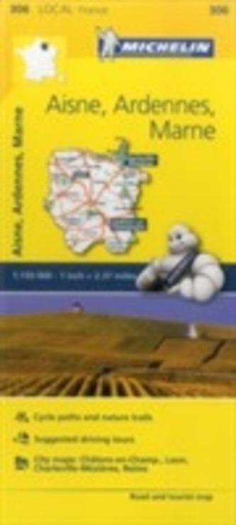 Aisne, Ardennes, Marne - Michelin Local Map 306
