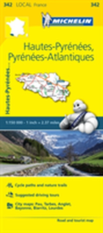Hautes-Pyrenees, Pyrenees-Atlantiques - Michelin Local Map 342