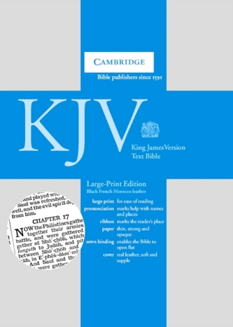 KJV Large Print Text Bible, Black French Morocco Leather KJ653:T