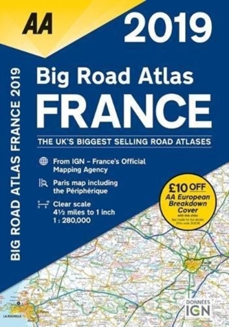 AA Big Road Atlas France 2019
