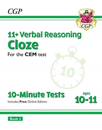New 11+ CEM 10-Minute Tests: Verbal Reasoning Cloze - Ages 10-11 Book 2 (with Online Edition)