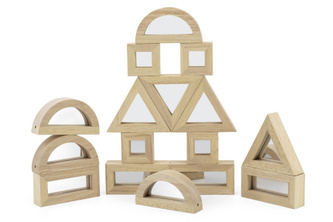 Dřevěné kostky zrcadlové - 16 kusů