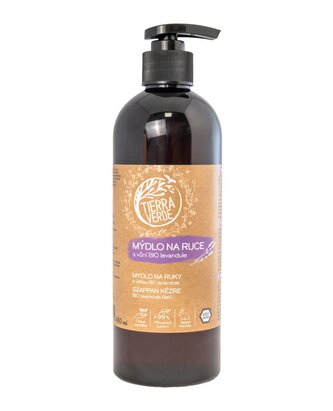 Tierra Verde Tekuté mýdlo na ruce - BIO Levandule 480 ml - s českým bio jitrocelem