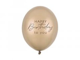 Balony Happy Birthday Metallic Cold Gold 30cm 6szt