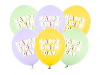 Balony Happy Birthday mix 30cm 50szt