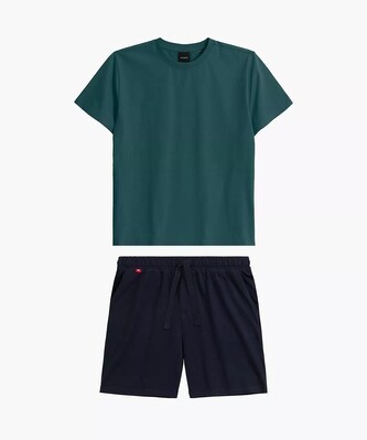 Piżama Atlantic NMP-379 kr/r S-2XL męska szmaragdowy-granatowy S