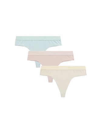 Stringi Atlantic 3CLP-013 Thongs A'3 S-XL beżowy-waniliowy-niebieski XL