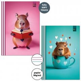 Zeszyt A5/32K 3-linie kolor 90g Kapibara (10szt)